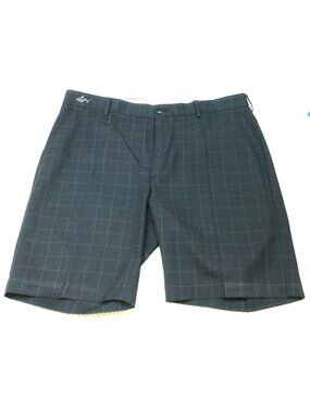 Greg Norman Mens Black Windowpane Plaid Golf Shorts Size 40 Polyester